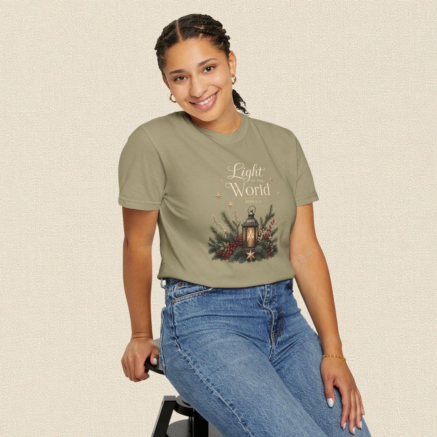Light of the World | Christian Christmas T-Shirt for Women | John 8:12