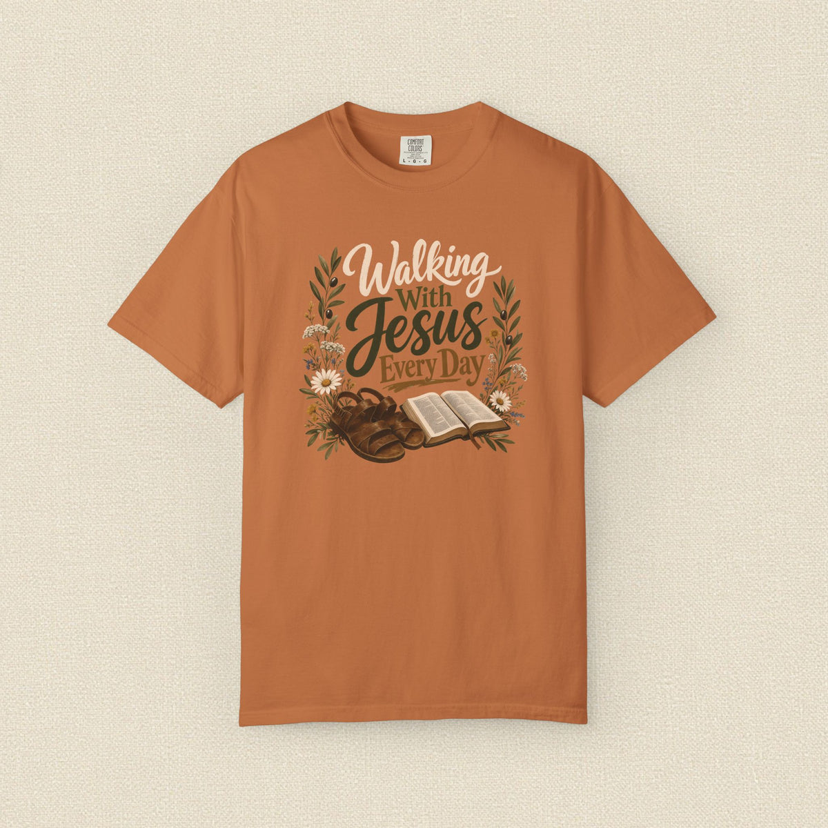 Walking With Jesus Every Day | Christian T-Shirt for Women